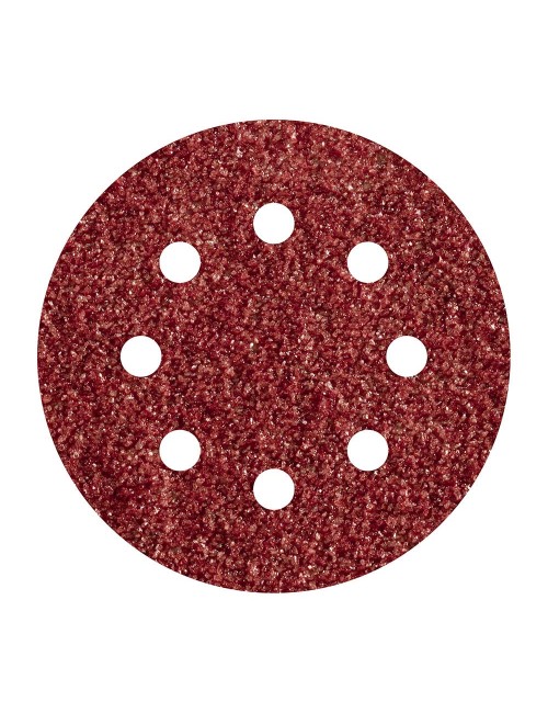 Hojas de lijar adhesivas de corindón perforadas, ø125 mm, grano 80, pack 5 uds