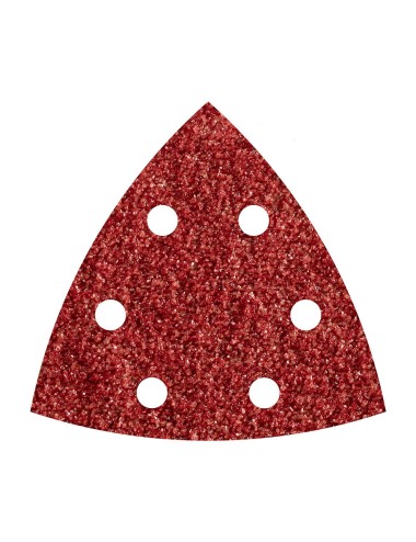 Hojas de lijar adhesivas de corindón perforadas, 95 mm, grano 80 delta, pack 5 uds