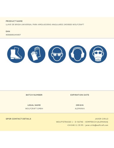 Llave de brida universal para amoladoras angulares 2459000 wolfcraft