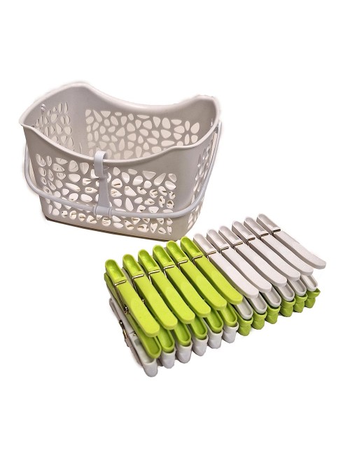 Cesto rigido con 24 pinzas 22 x 13 x 12 cm
