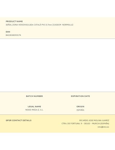 Señal zona videovigilada català pvc 0.7mm 21x30cm normaluz