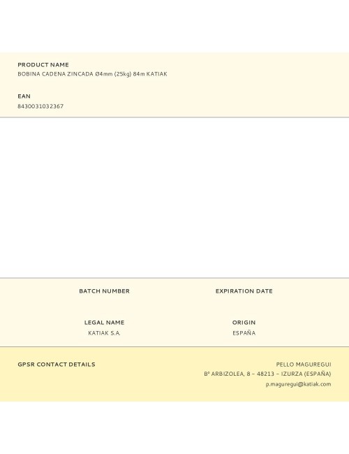 Bobina cadena zincada ø4mm (25kg) 84m katiak