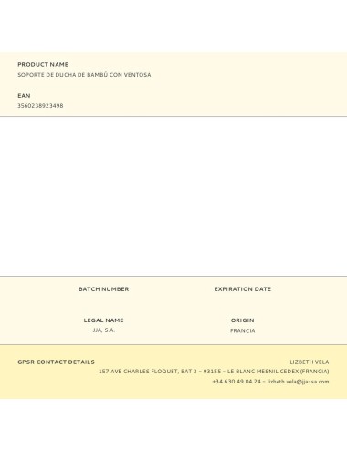 Soporte de ducha de bambú con ventosa