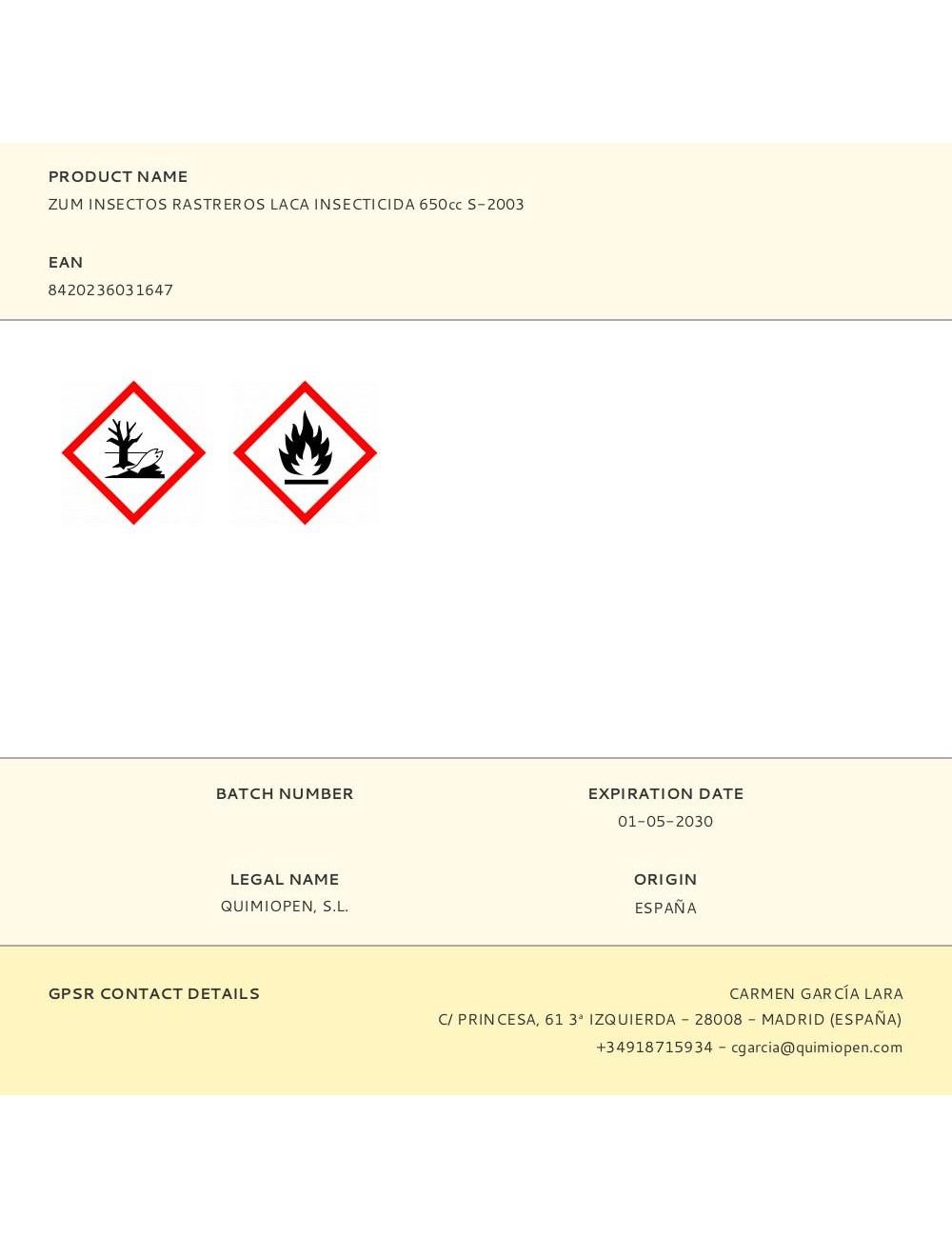 Zum insectos rastreros laca insecticida 650cc s-2003