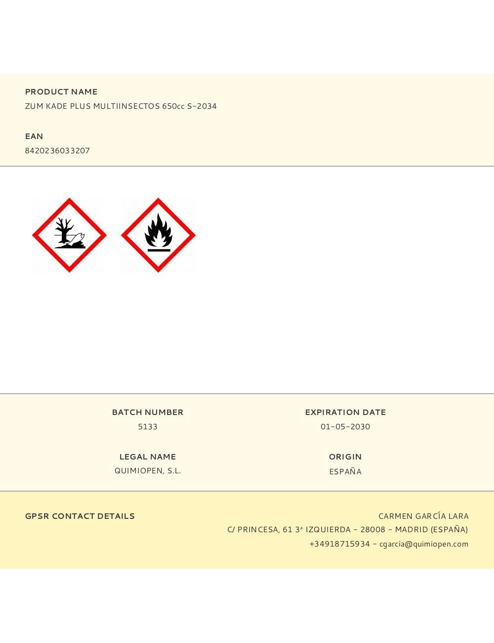 Zum kade plus multiinsectos 650cc s-2034