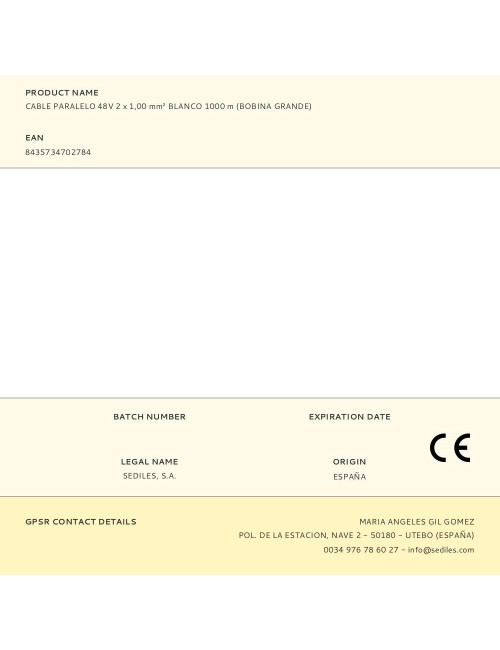 Cable paralelo 48v 2 x 1,00 mm blanco 1000 m (bobina grande)