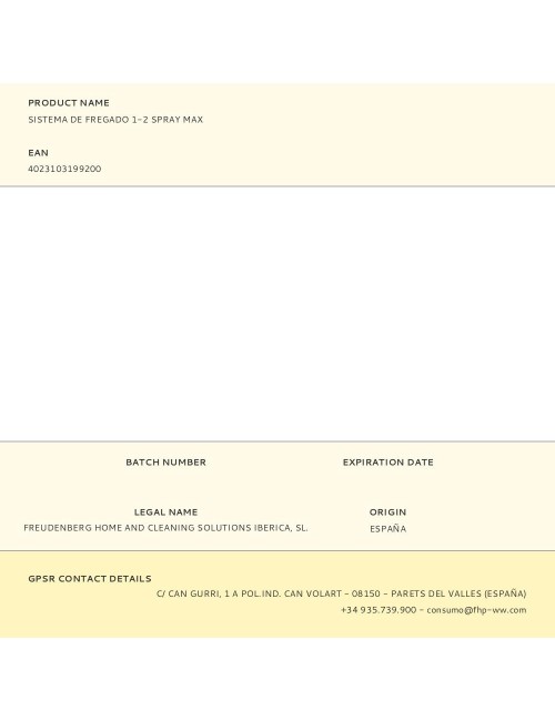 Sistema de fregado 1-2 spray max