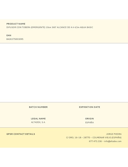 Difusor con tobera (emergente) 10cm 360° alcance de 4 a 4,5m aqua basic