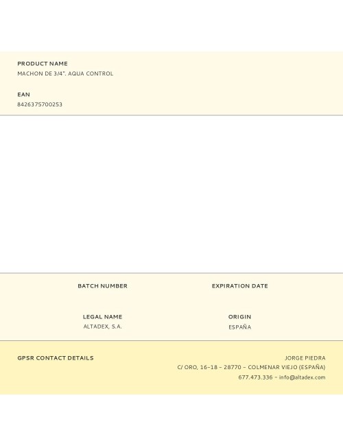 Machon de 3/4". aqua control