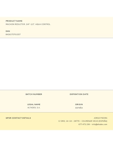 Machon reductor. 3/4"-1/2". aqua control