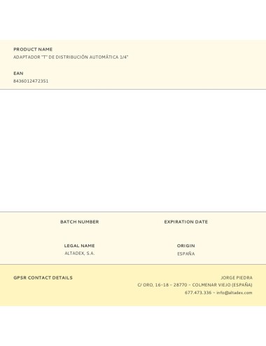 Adaptador "t" de distribución automática 1/4"