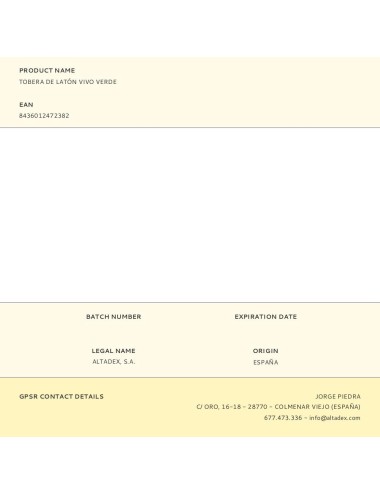 Tobera de latón vivo verde