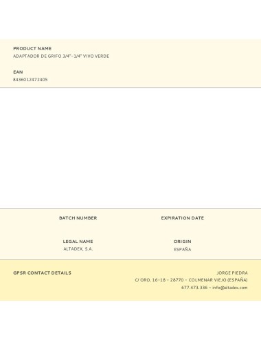 Adaptador de grifo 3/4"-1/4" vivo verde