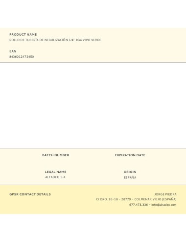 Rollo de tubería de nebulización 1/4" 10m vivo verde