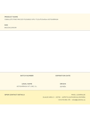 Caballete pino macizo plegable kipli 73,5x79,5x40cm astigarraga