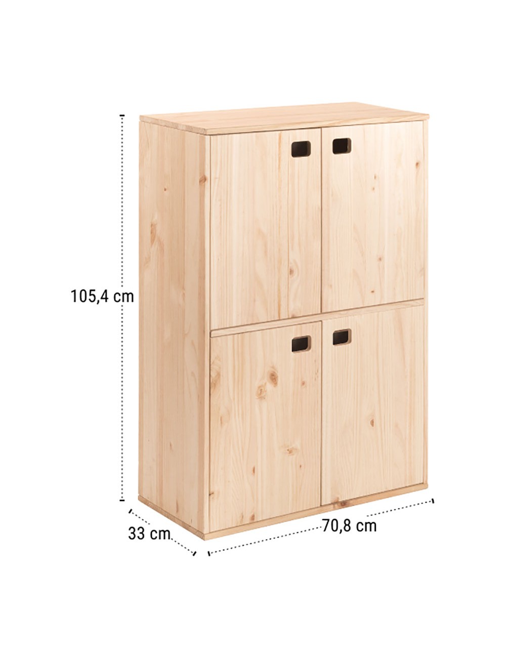 Mueble dinamic 4 puertas pino macizo 105,4 x 70,8 x 33 cm
