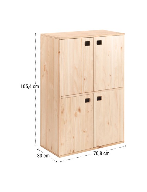 Mueble dinamic 4 puertas pino macizo 105,4 x 70,8 x 33 cm