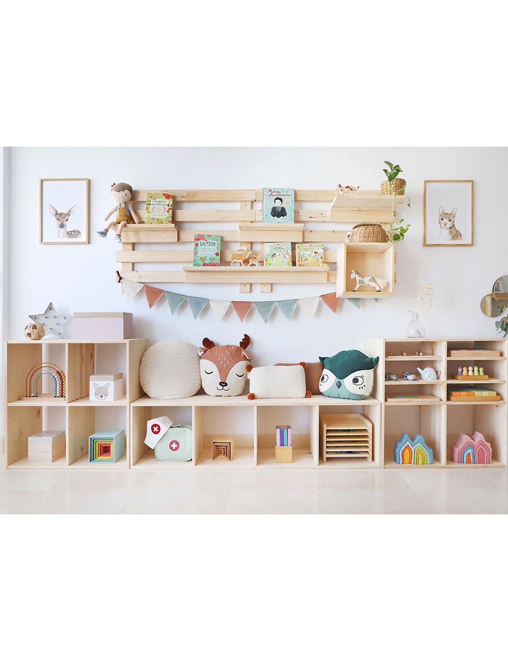 Estanteria modular 6 cubos dinamic pino macizo 70,8 x 70,8 x 33 cm