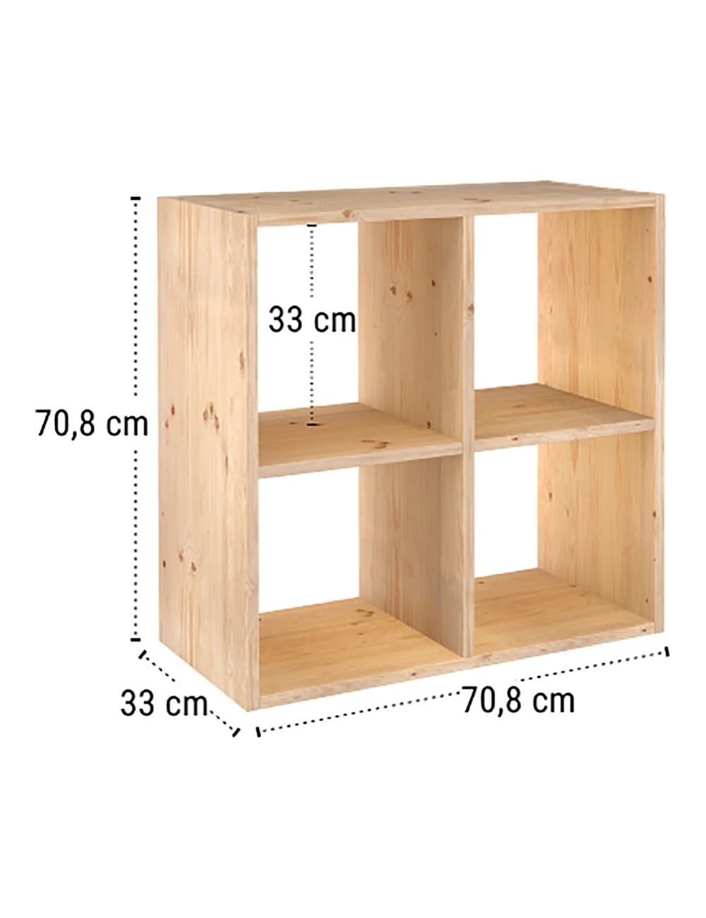 Estanteria modular 6 cubos dinamic pino macizo 70,8 x 70,8 x 33 cm