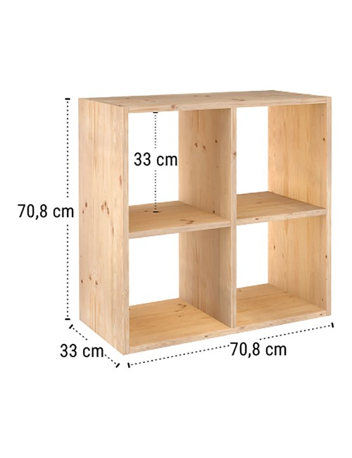 Estanteria modular 6 cubos dinamic pino macizo 70,8 x 70,8 x 33 cm