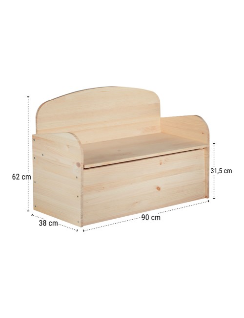 Banco baúl deco de pino 90 x 62 x 38 cm