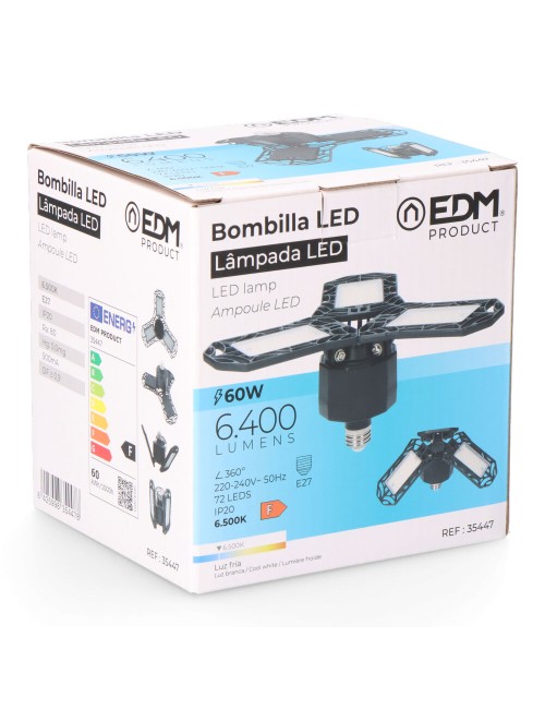 Bombilla "leaf" led e27 60w 6400lm 6500k luz fria ø26,5x12cm edm