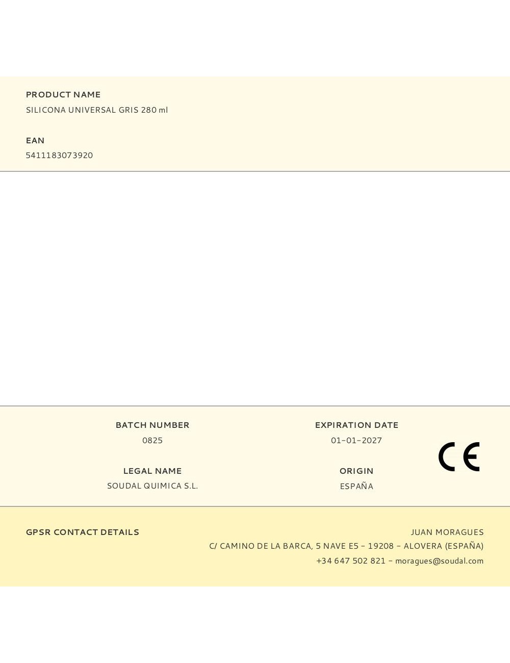 Silicona universal gris 280 ml