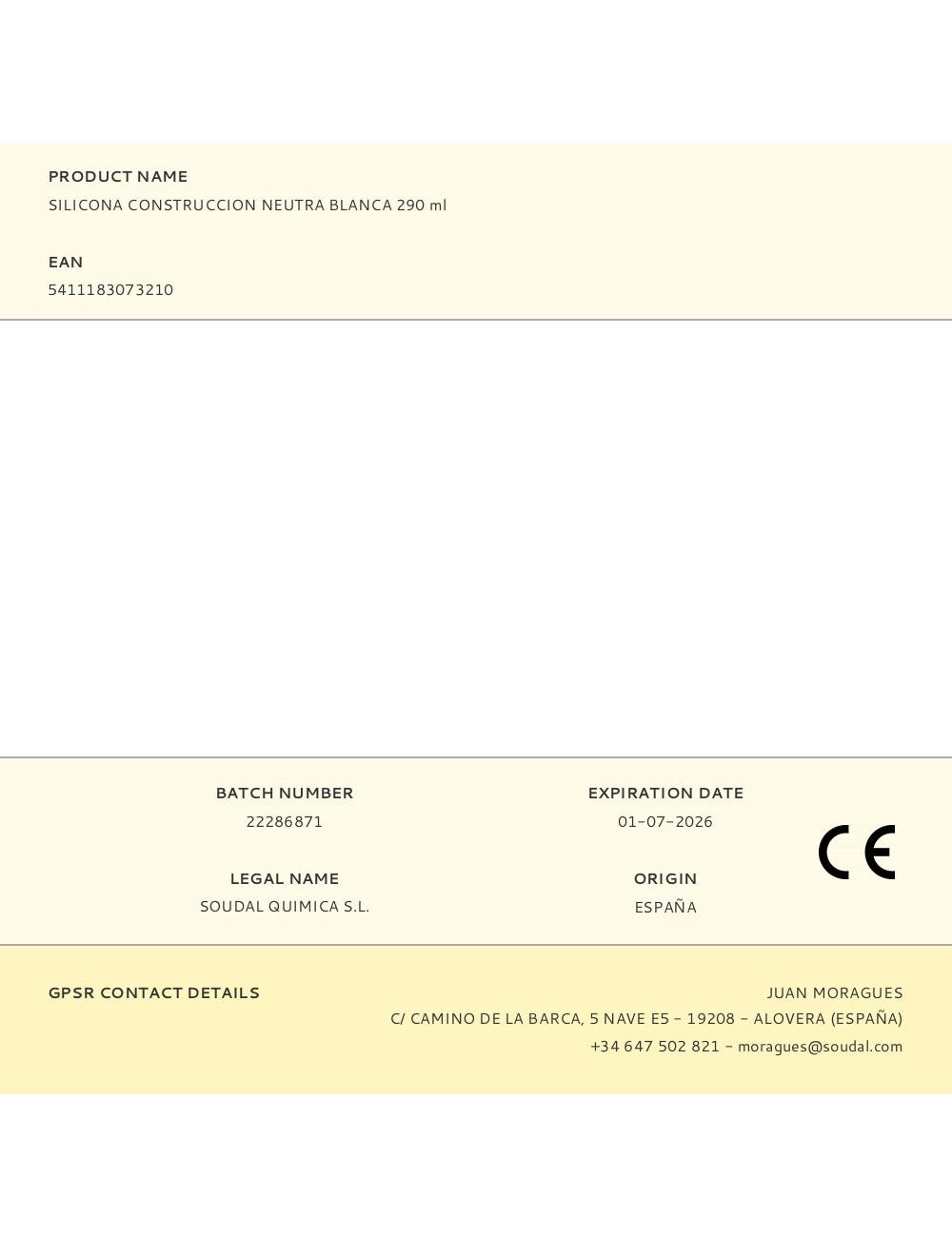 Silicona neutra construcción blanca 290 ml