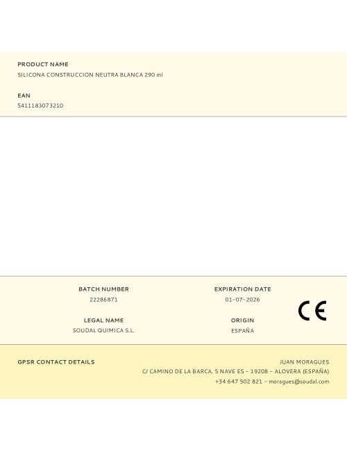 Silicona neutra construcción blanca 290 ml