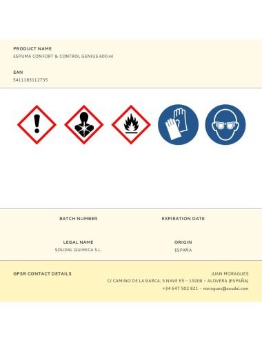 Espuma confort & control genius 600 ml