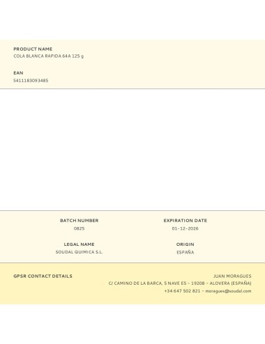 Cola blanca rapida 64a 125 g