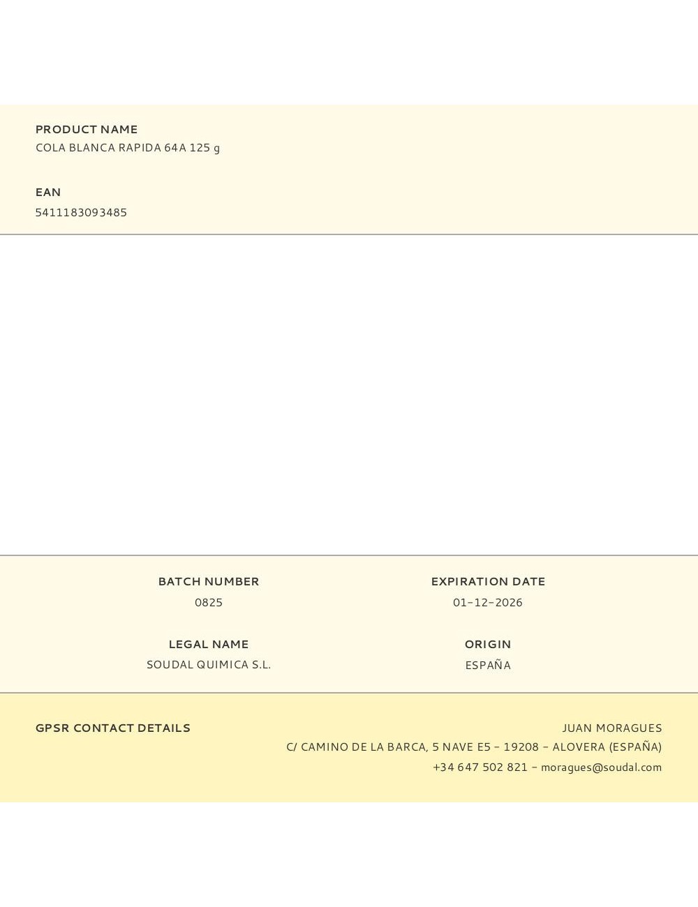 Cola blanca rapida 64a 125 g