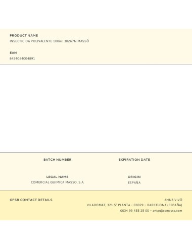 Insecticida polivalente 100ml. 30267n massó