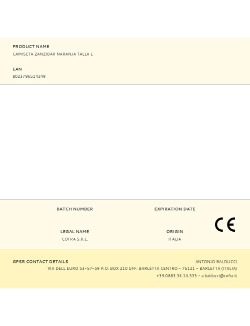 Camiseta zanzibar naranja talla l