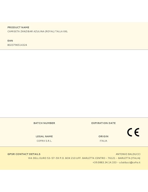 Camiseta zanzibar azulina (royal) talla xxl