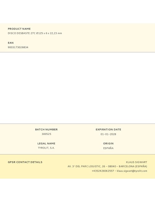 Disco desbaste 27c ø125 x 6 x 22,23 mm