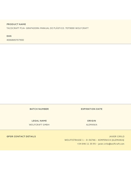 Grapadora manual de plástico tacocraft p14