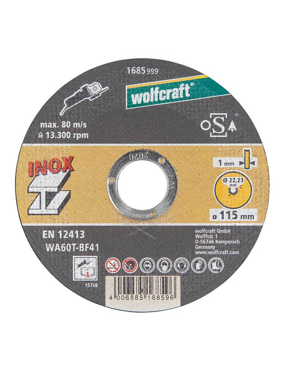 Disco corte de precisión para acero inoxidable ø115 x 1,0 x 22,23 mm