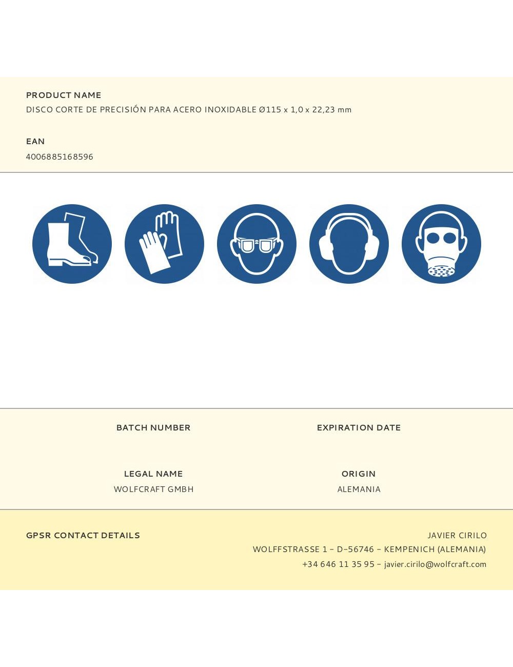 Disco corte de precisión para acero inoxidable ø115 x 1,0 x 22,23 mm
