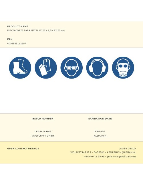 Disco corte para metal ø125 x 2,5 x 22,23 mm