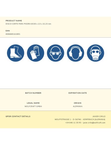 Disco corte para piedra ø230 x 2,5 x 22,23 mm