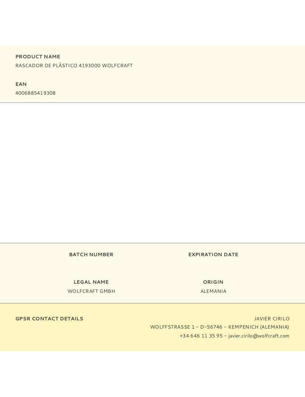 Rascador de plástico 61 mm