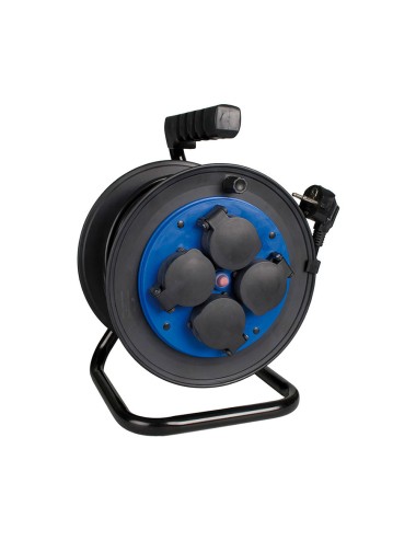 Enrollacables 25 m 3 g 1,50 mm 4 tomas bipolares con t/tl con tapas ip54