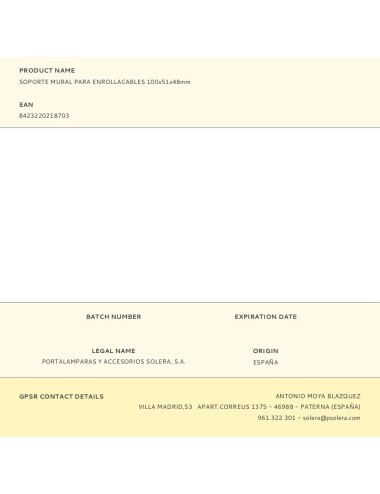 Soporte mural para enrollacables 100x51x48mm