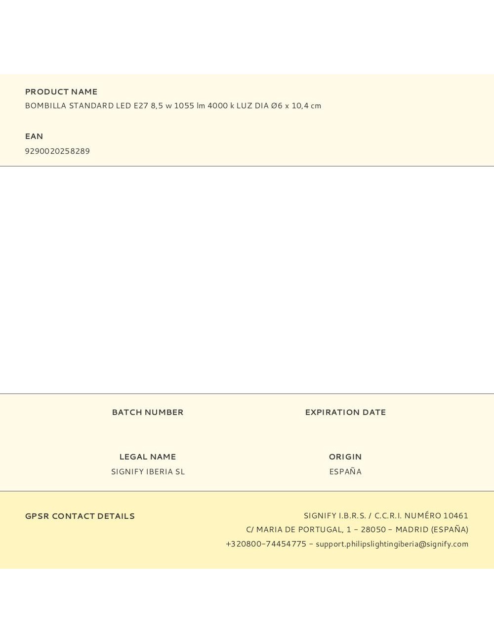 Bombilla standard led e27 8,5 w 1055 lm 4000 k luz dia ø6 x 10,4 cm