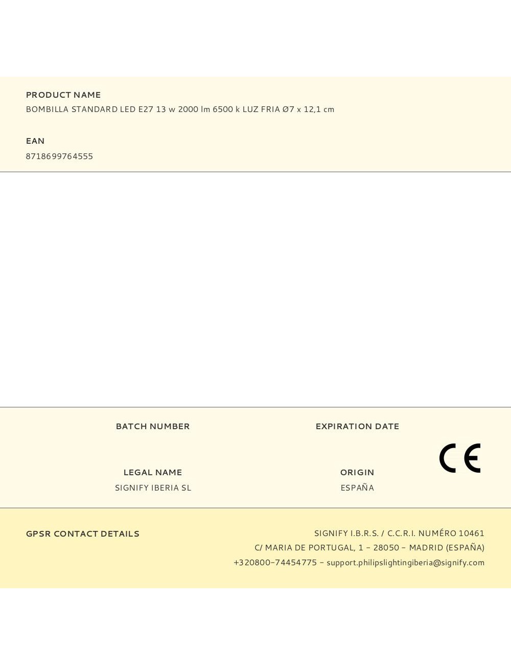 Bombilla standard led e27 13 w 2000 lm 6500 k luz fria ø7 x 12,1 cm