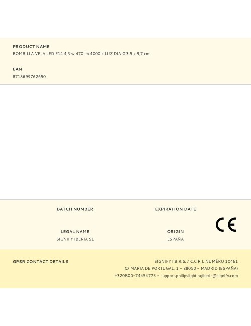 Bombilla vela led e14 4,3 w 470 lm 4000 k luz dia ø3,5 x 9,7 cm