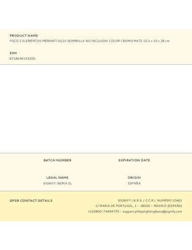 Foco 2 elementos meranti gu10 (bombilla no incluida) color cromo mate 15,5 x 10 x 28 cm