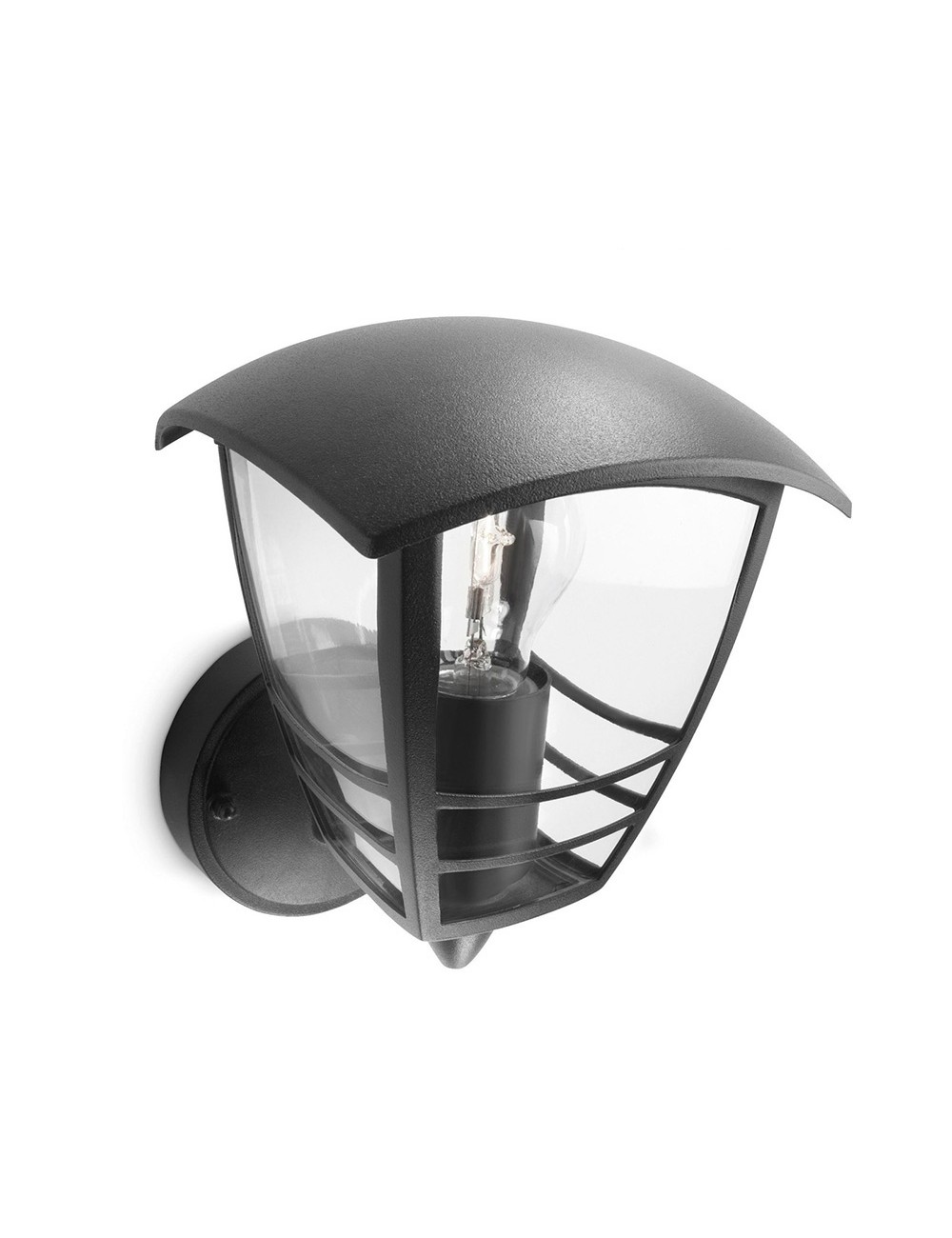 Aplique exterior creek e27 60 w sin bombilla, color negro, luz hacia arriba