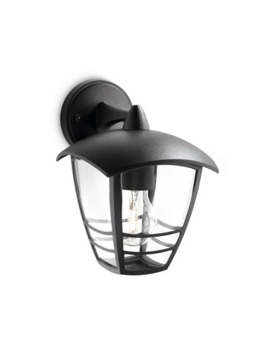 Aplique exterior creek e27 60 w sin bombilla, color negro, luz hacia abajo